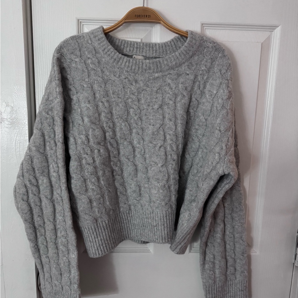 Gray Cable Knit Sweater